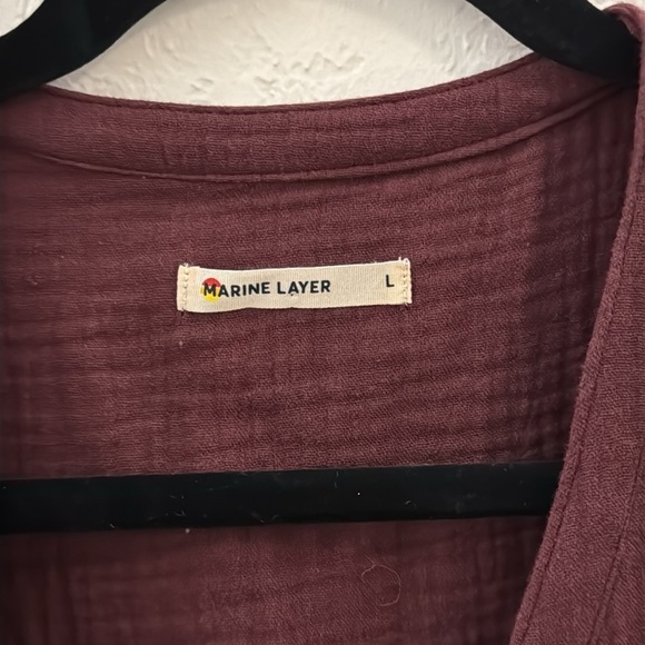 Marine Layer Colette 100% Cotton Gauzy Button Front V-Neck Puff Sleeve Blouse L - Picture 3 of 12